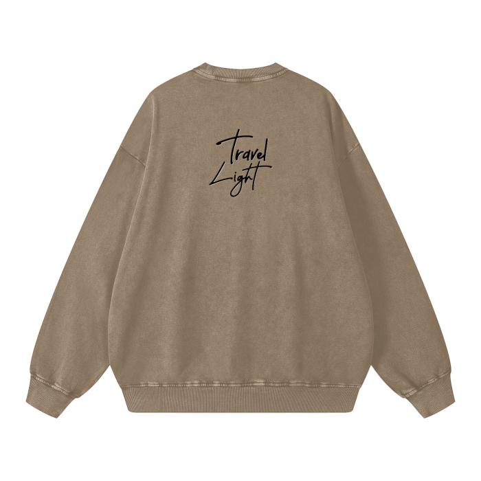 Travel Light " Acid Wash Oversize Sweatshirt - 360 GSM