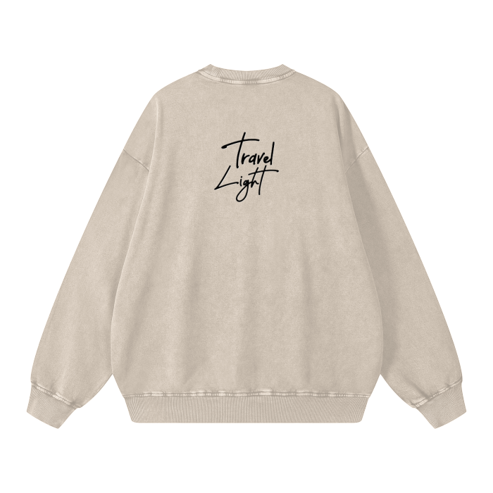 Travel Light " Acid Wash Oversize Sweatshirt - 360 GSM